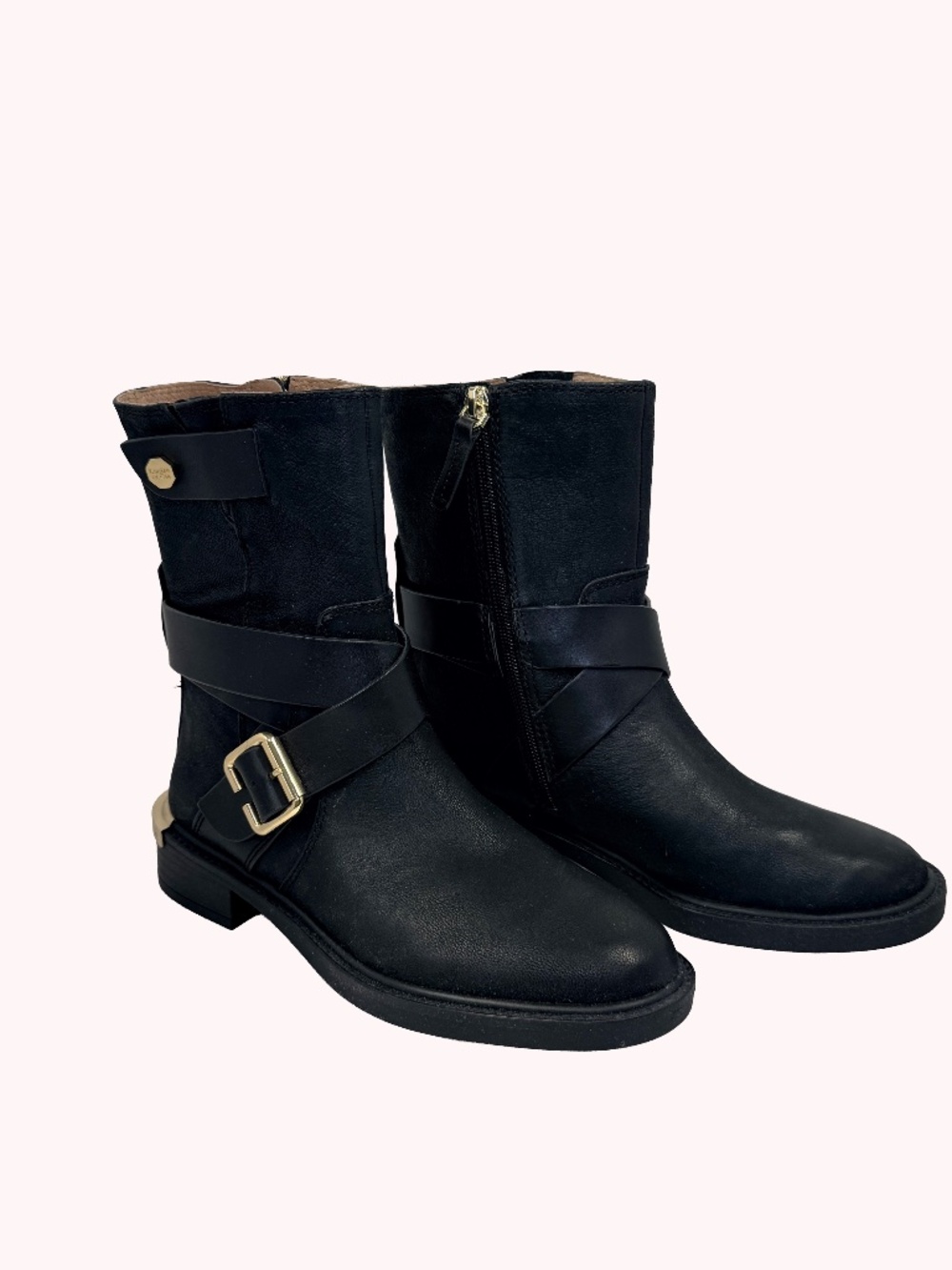 Louise et Cie Lo Tandy Moto Black Leather Boots Women's 5M
